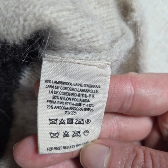 Free People Oversize Gray Stripe Fringe Sweater Boho Cabin Cozy Western Womens S - Picture 4 of 7